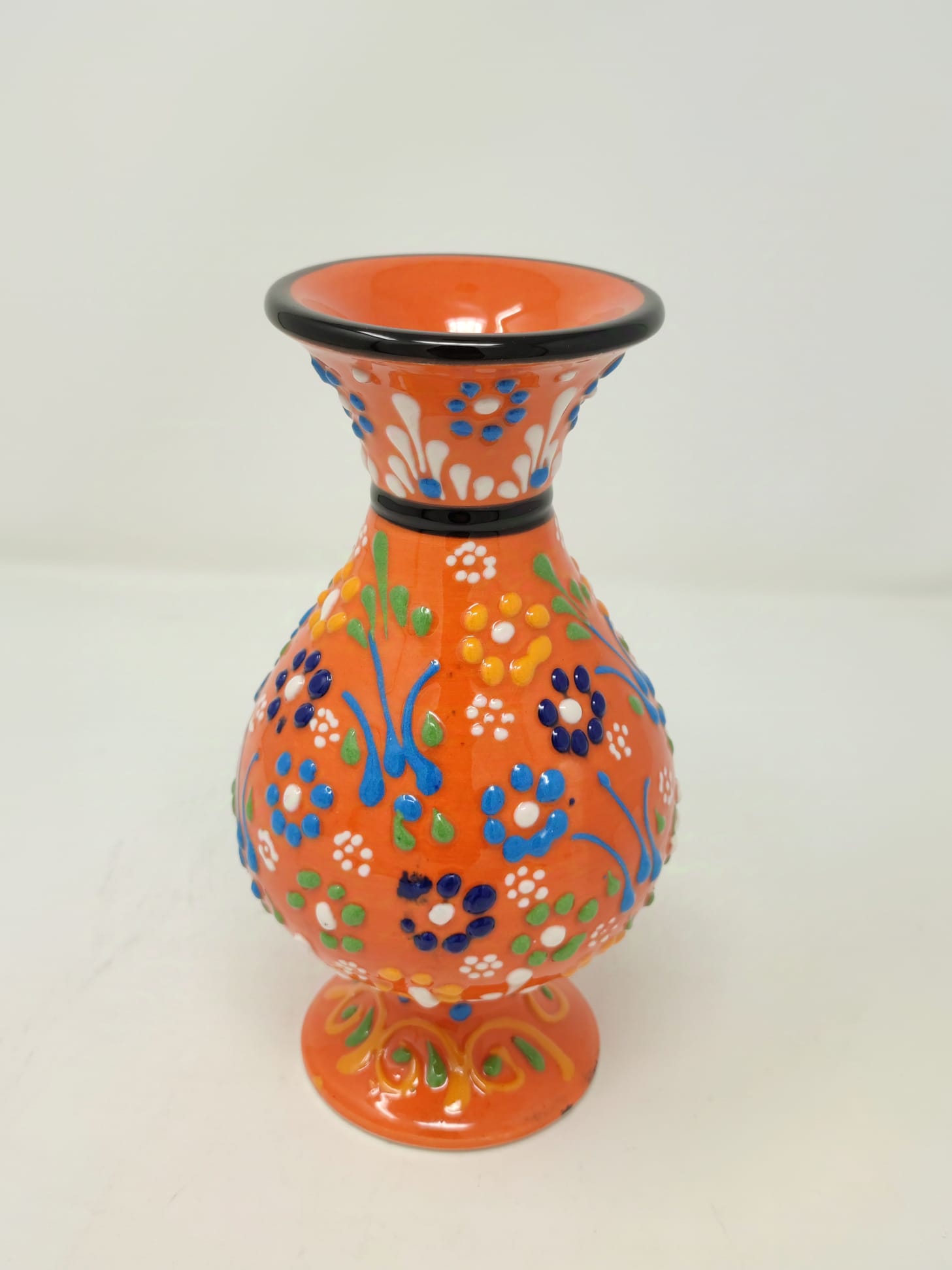  Hand Made Decorative Vase 15 cm 1072 Orange