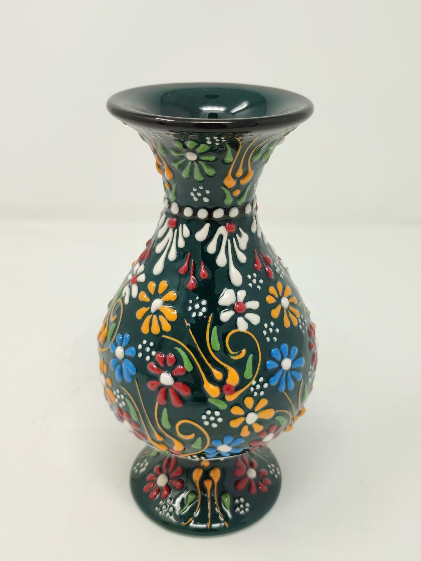  Hand Made Decorative Vase 15 cm 1072 Dark Green