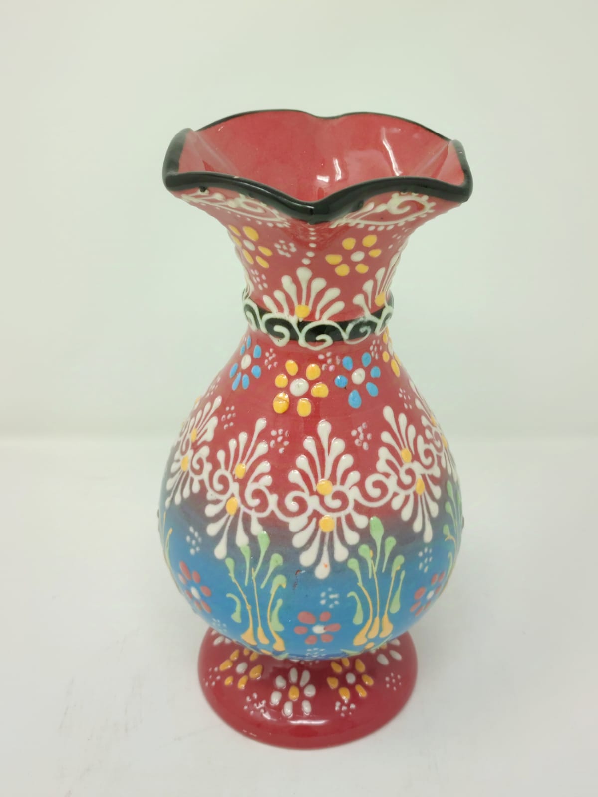 Hand Made Decorative Vase 20 cm 1086 Red-Blue