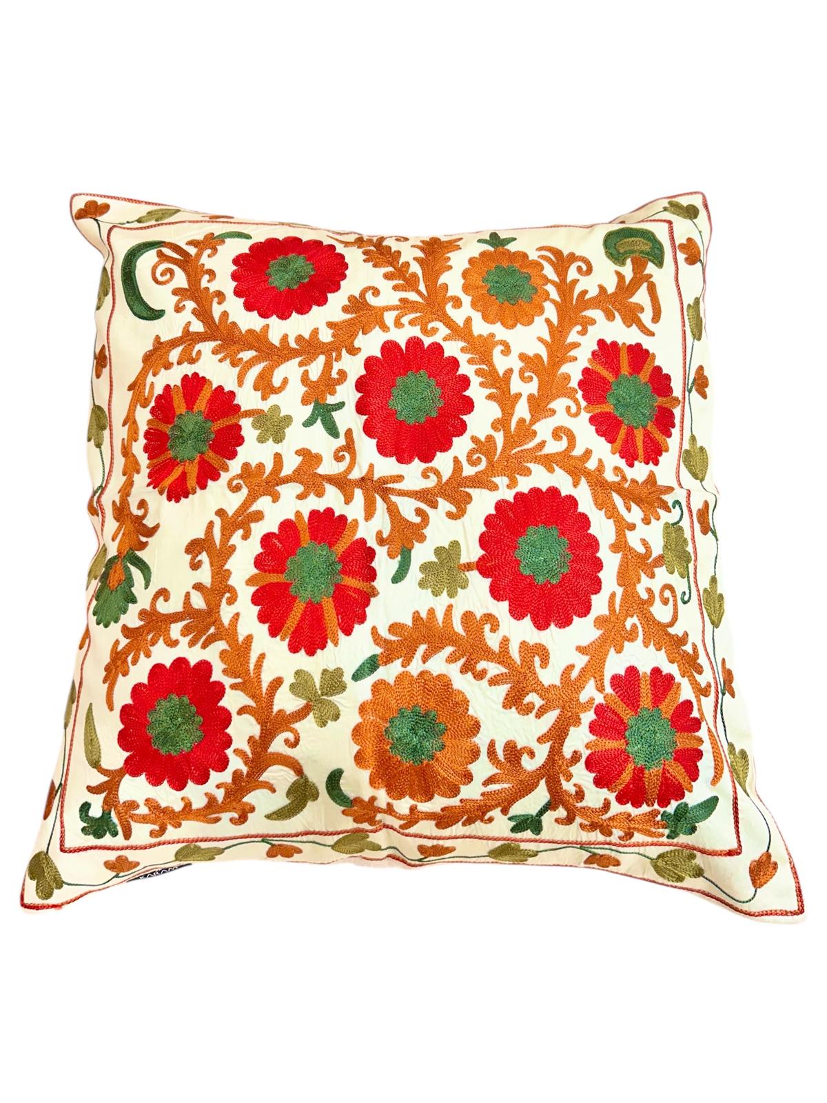 Embroidered Silk Cushion Cover Suzani 45x45 cm 4018