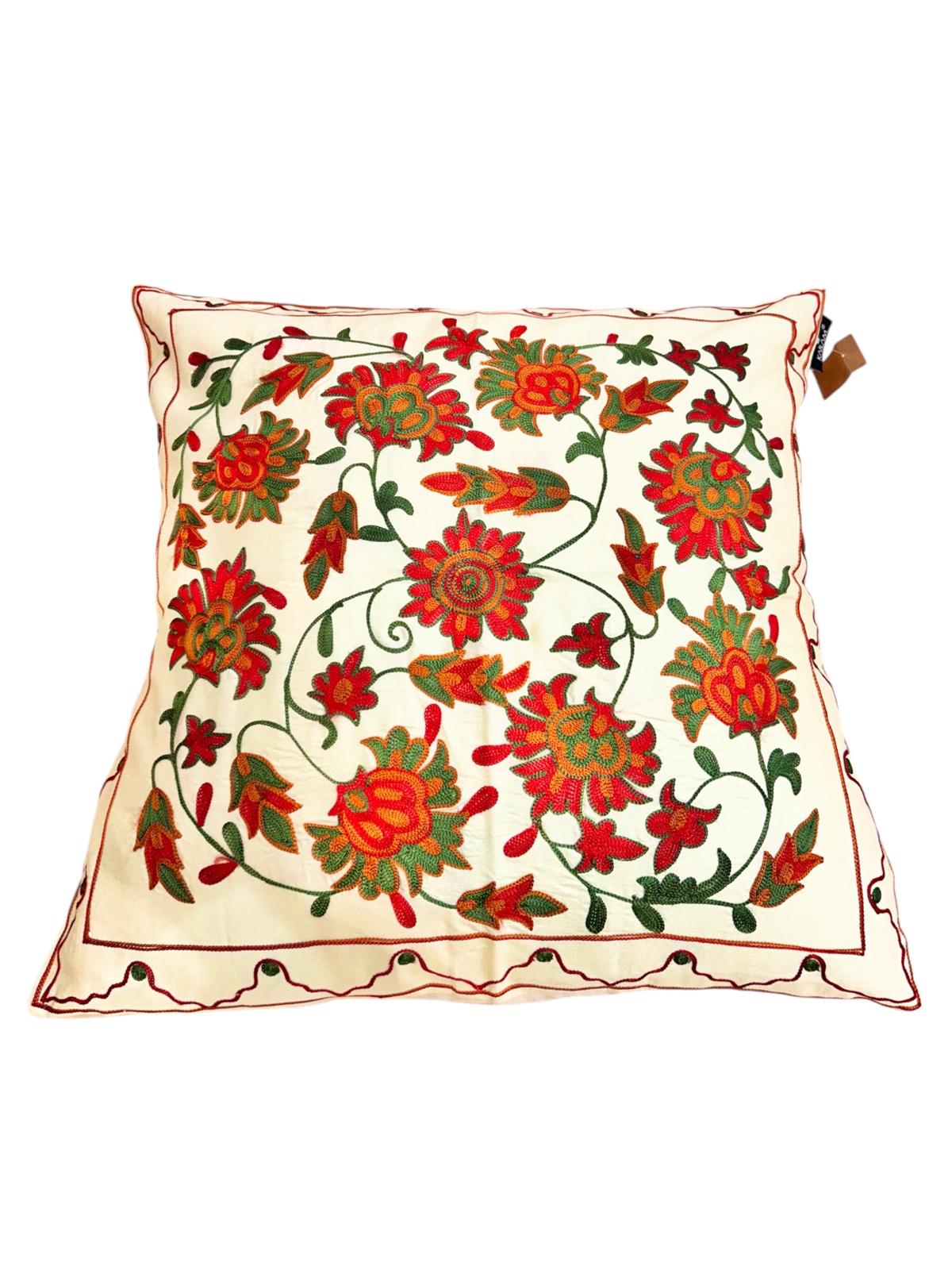 Embroidered Silk Cushion Cover Suzani 45x45 cm 4019