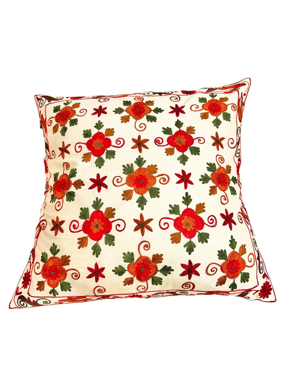 Embroidered Silk Cushion Cover Suzani 45x45 cm 4020