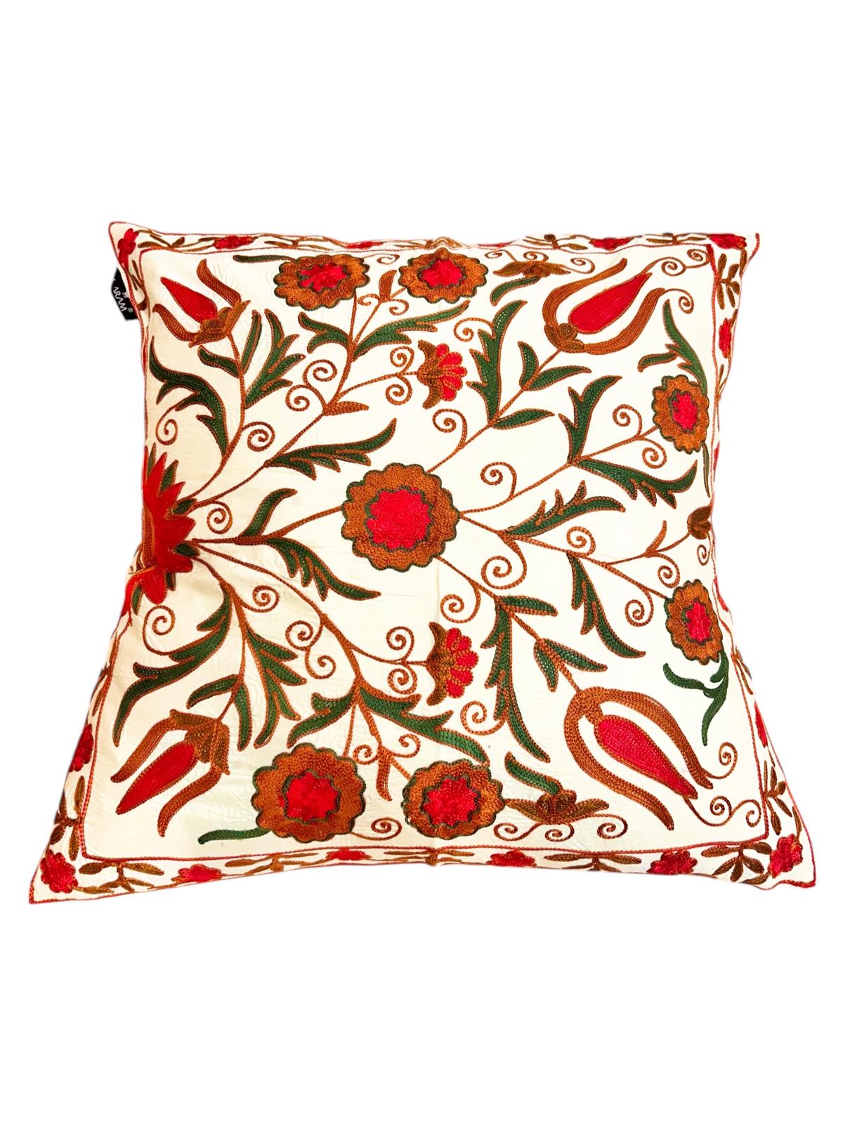 Embroidered Silk Cushion Cover Suzani 45x45 cm 4021