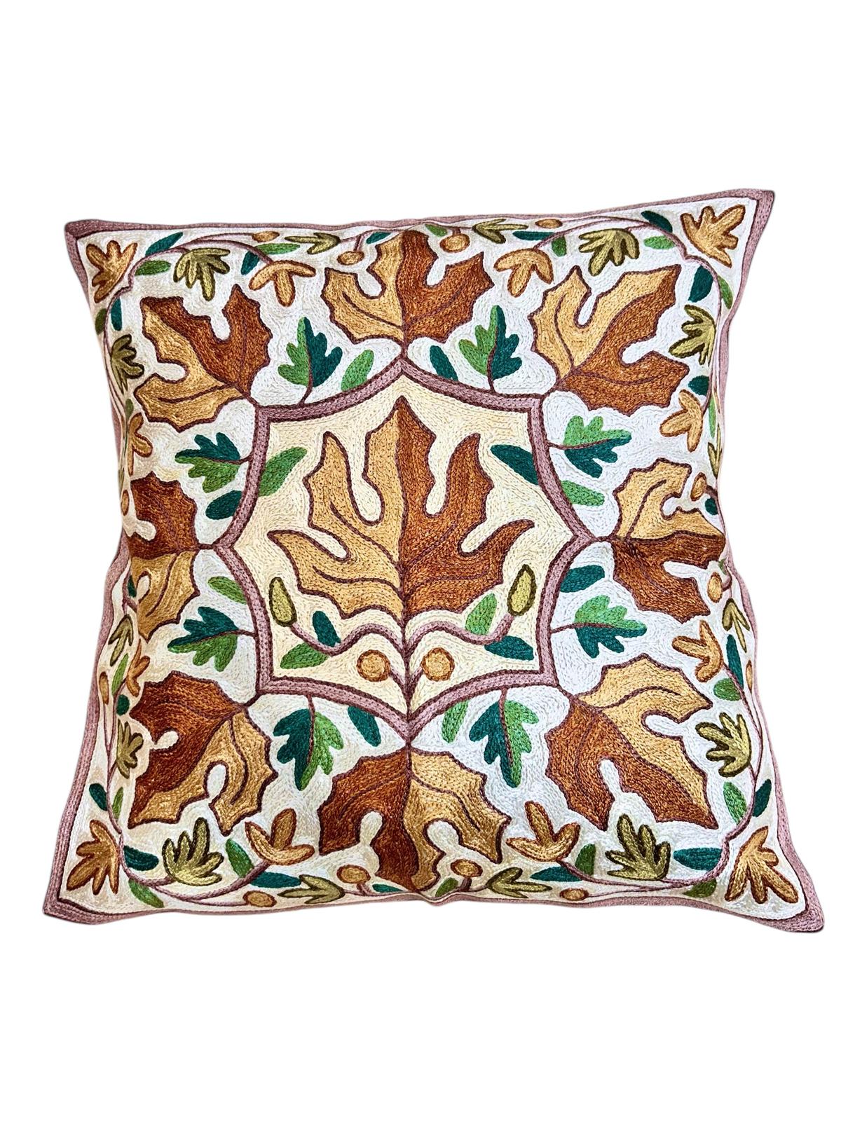 Hand Made Full Embroidered Silk Cushion Cover 40x40 cm 4025