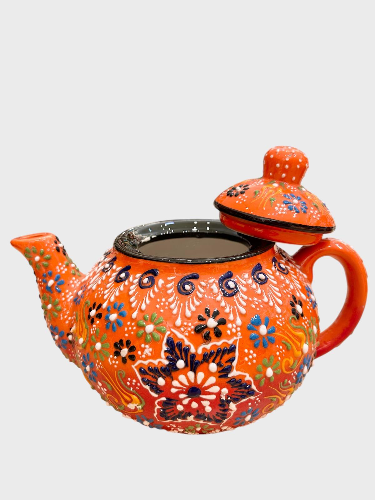 Large Orange Ceramic Teapot 1168