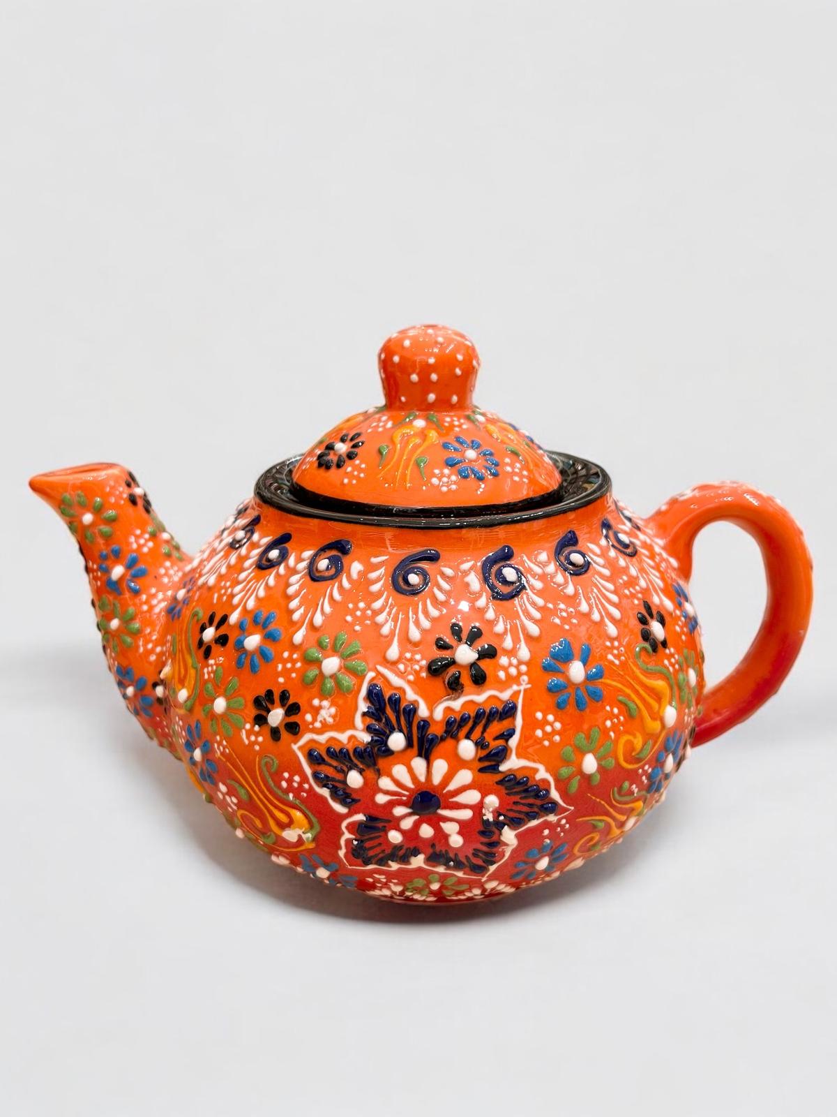 Large Orange Ceramic Teapot 1168