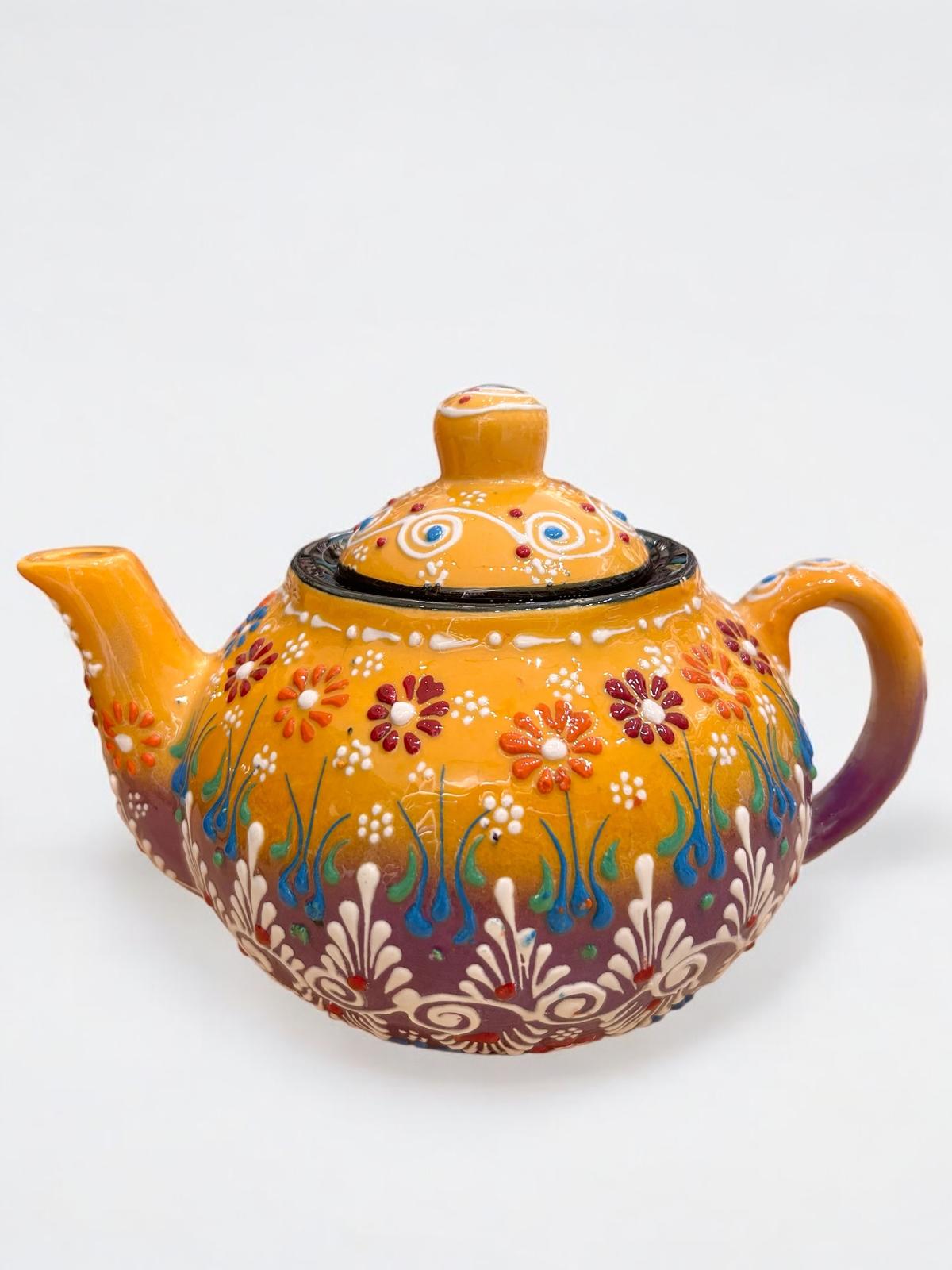 Large Yellow-Purple Ceramic Teapot 1166