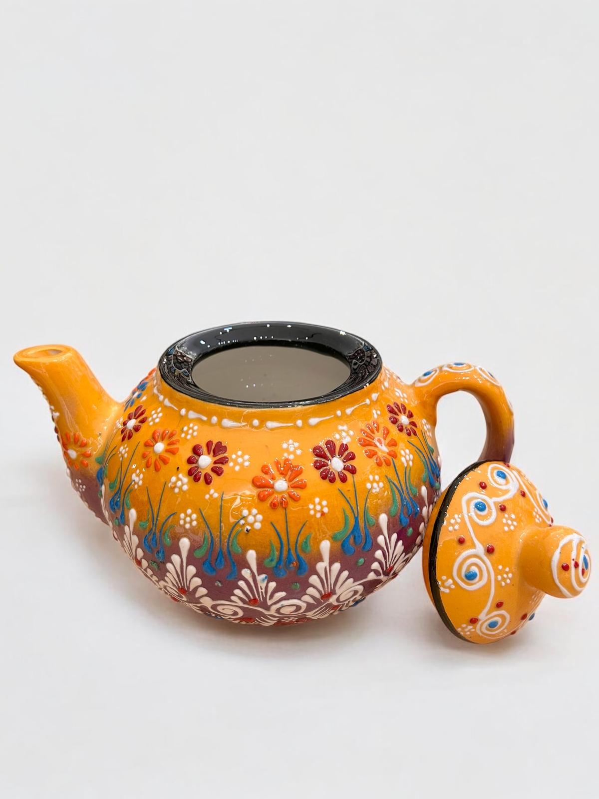 Large Yellow-Purple Ceramic Teapot 1166