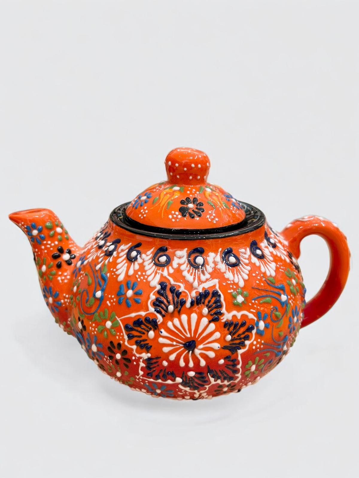 Large Orange Ceramic Teapot 1165