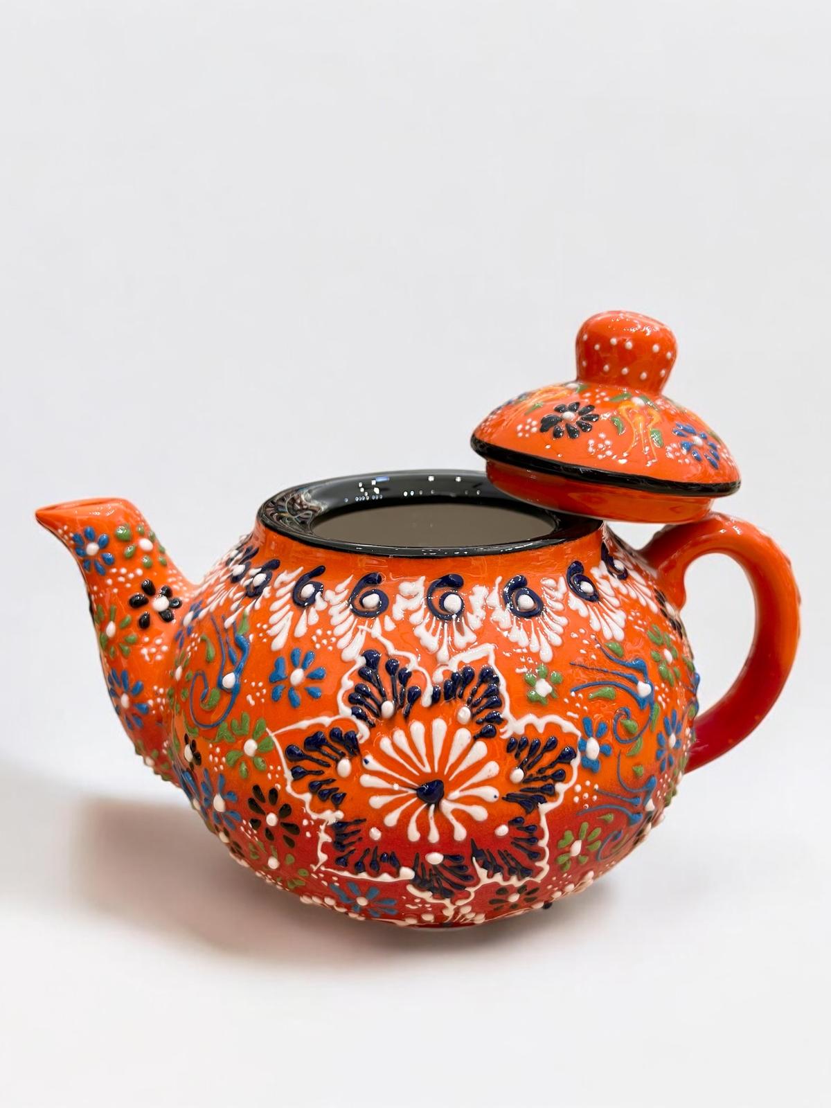 Large Orange Ceramic Teapot 1165