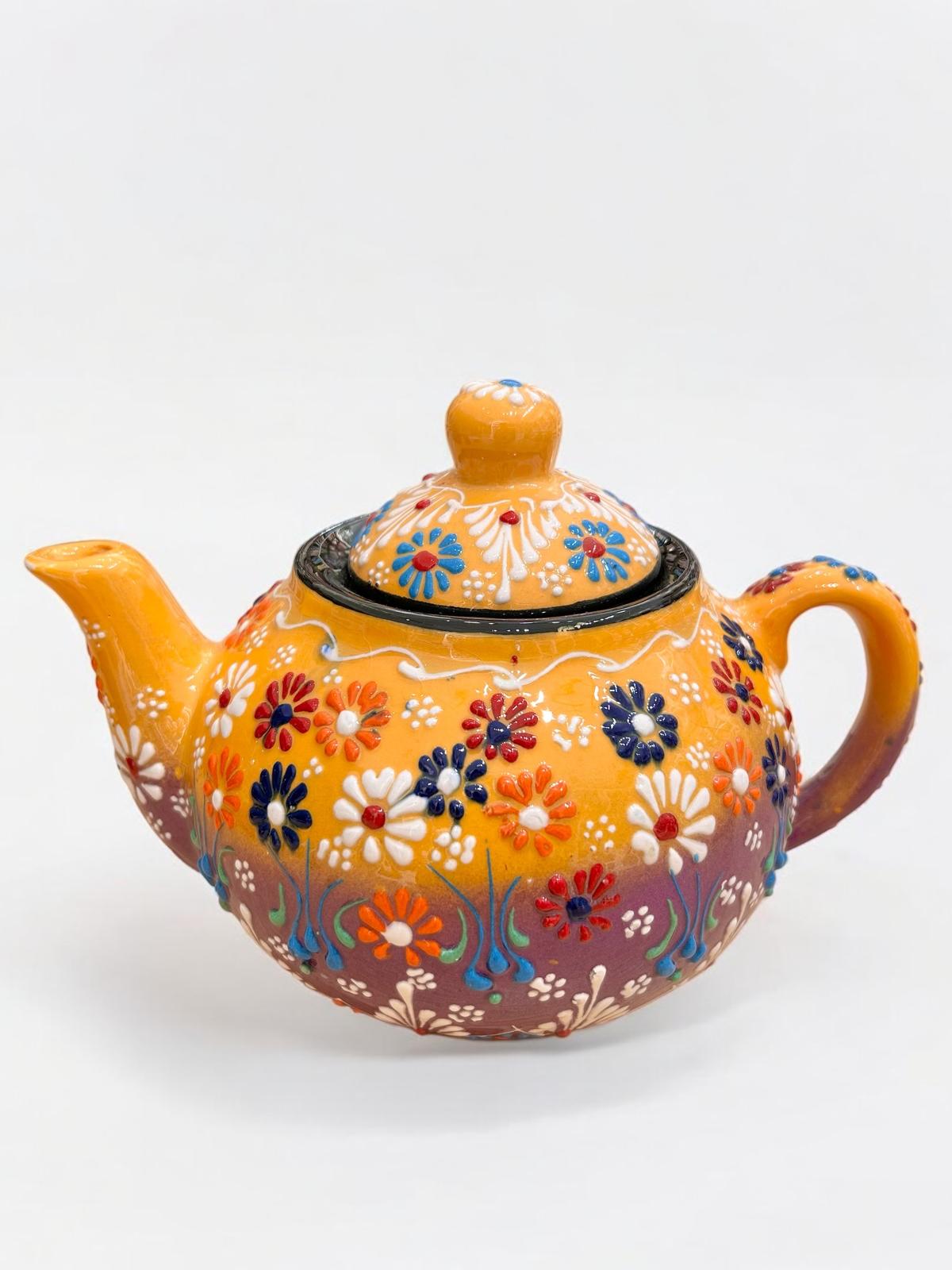 Large Yellow-Purple Ceramic Teapot 1163