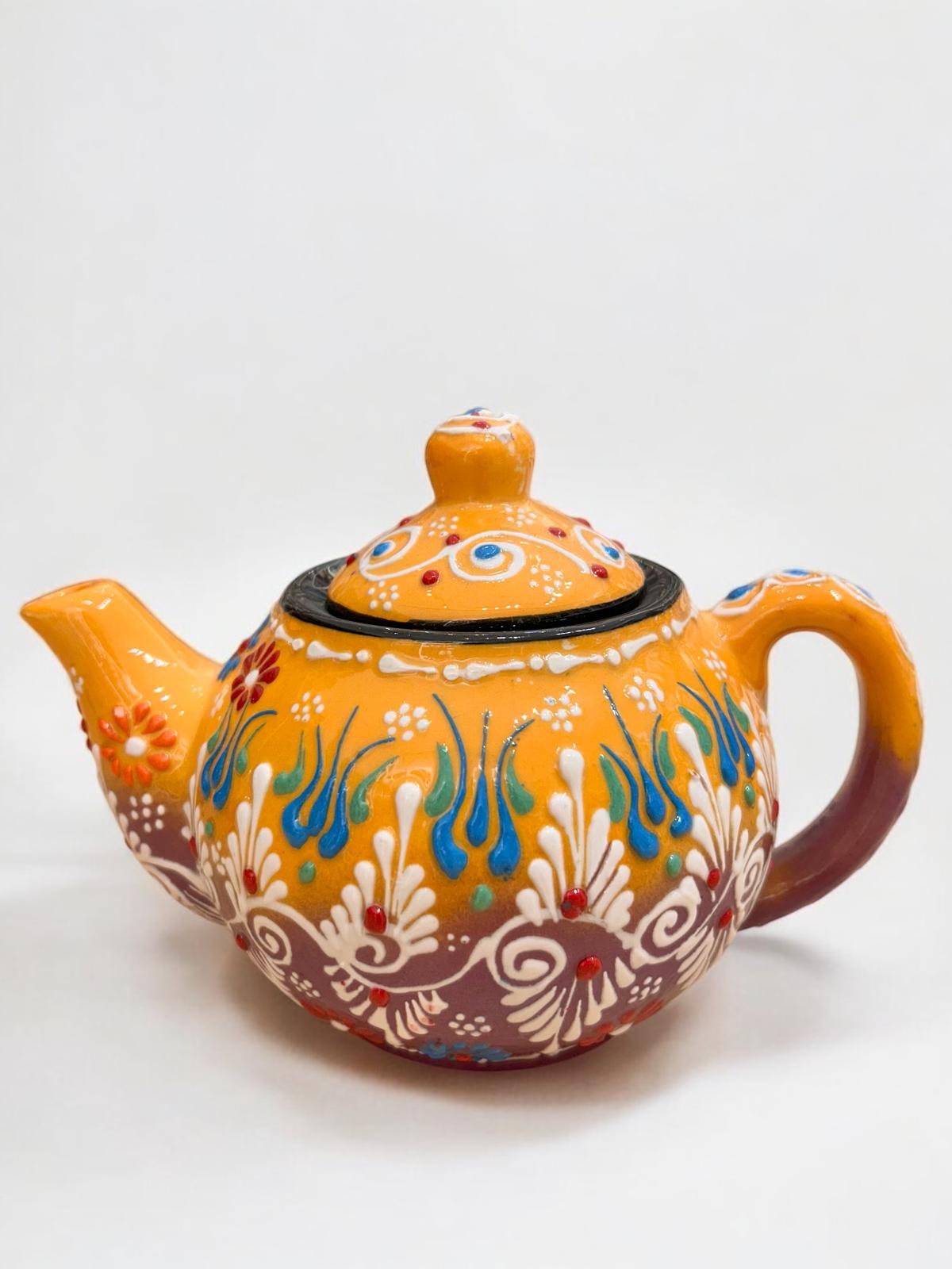 Small Yellow-Purple Ceramic Teapot 1169