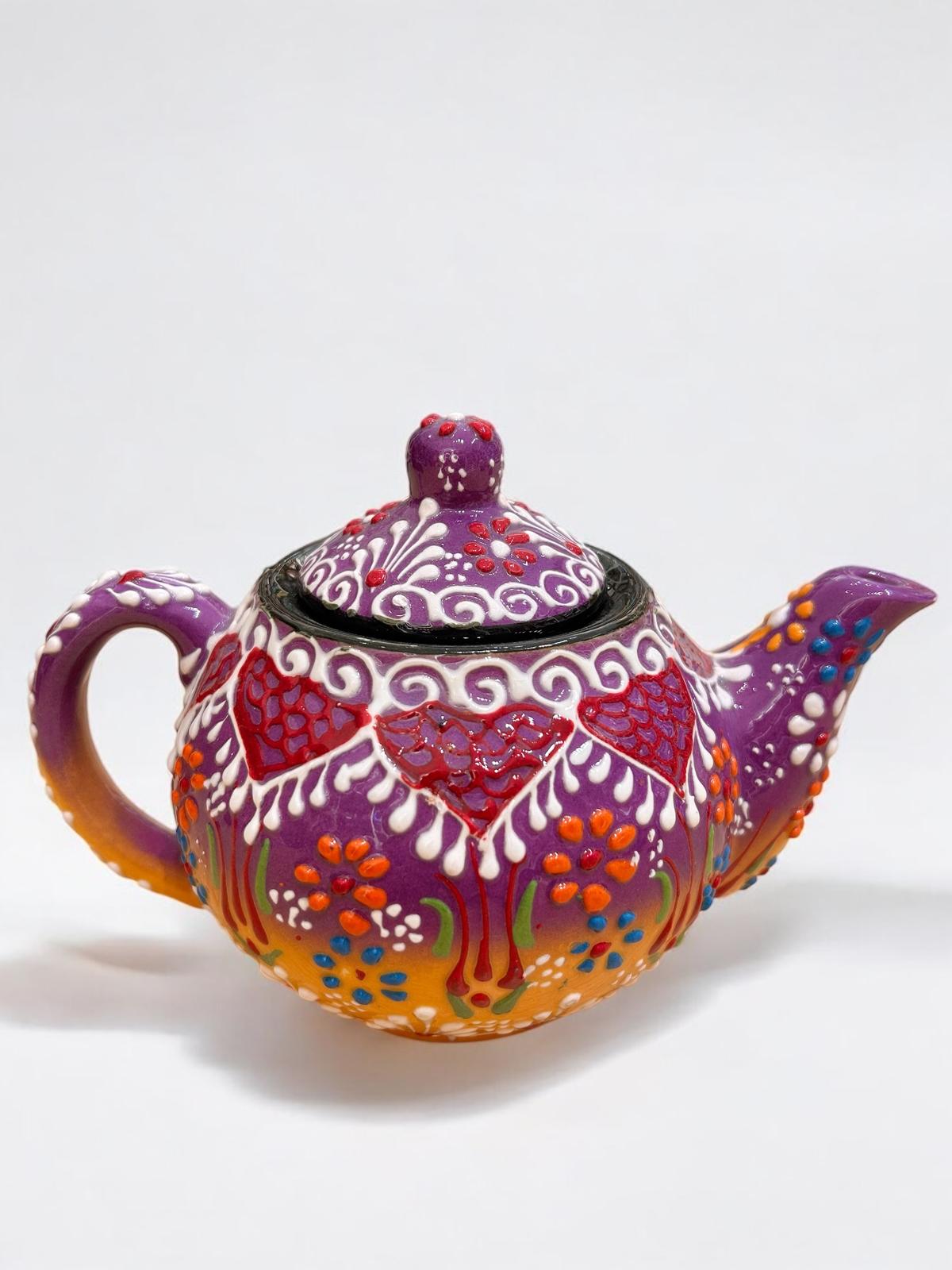 Small Yellow-Purple Ceramic Teapot 1170