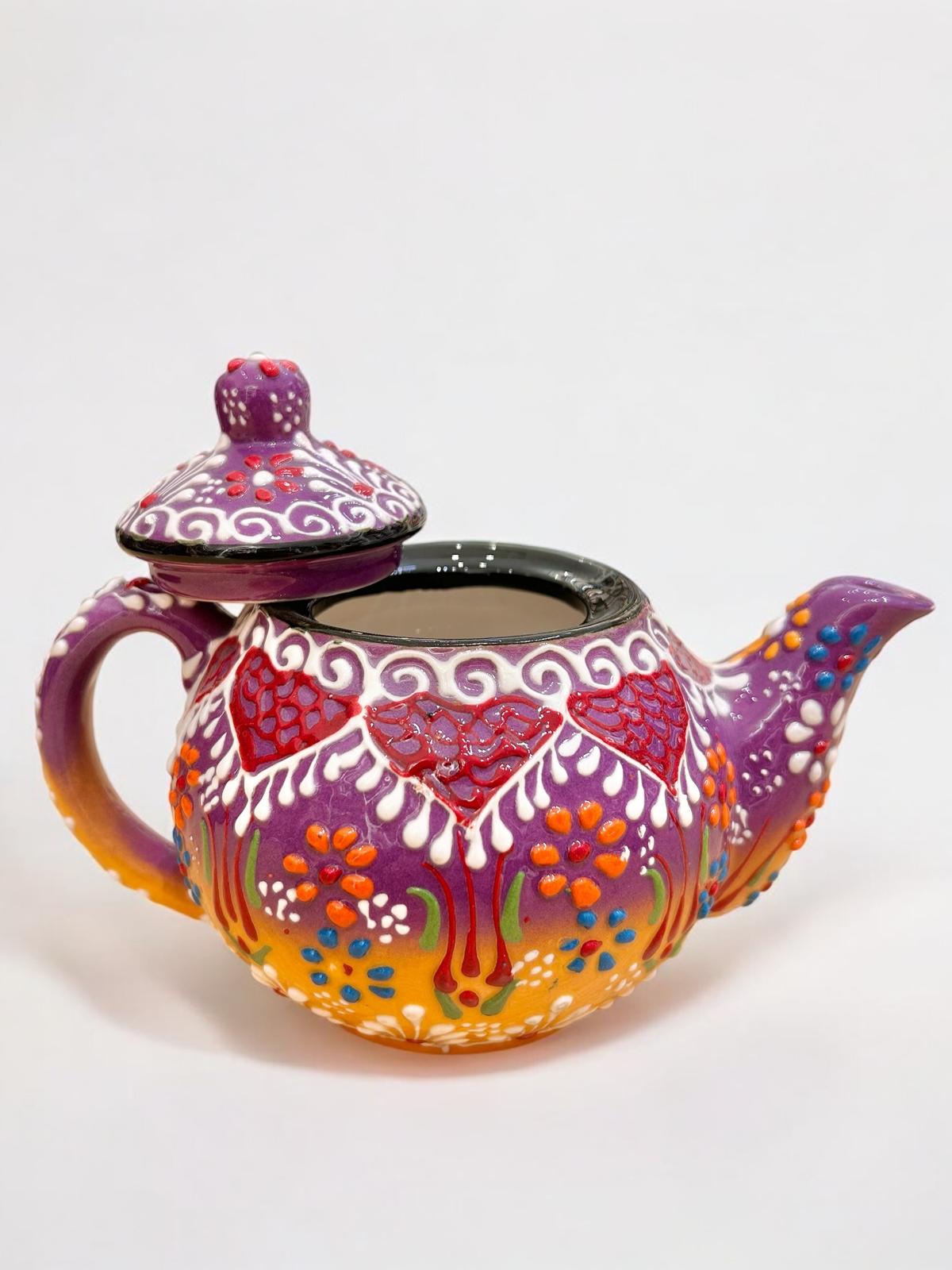 Small Yellow-Purple Ceramic Teapot 1170