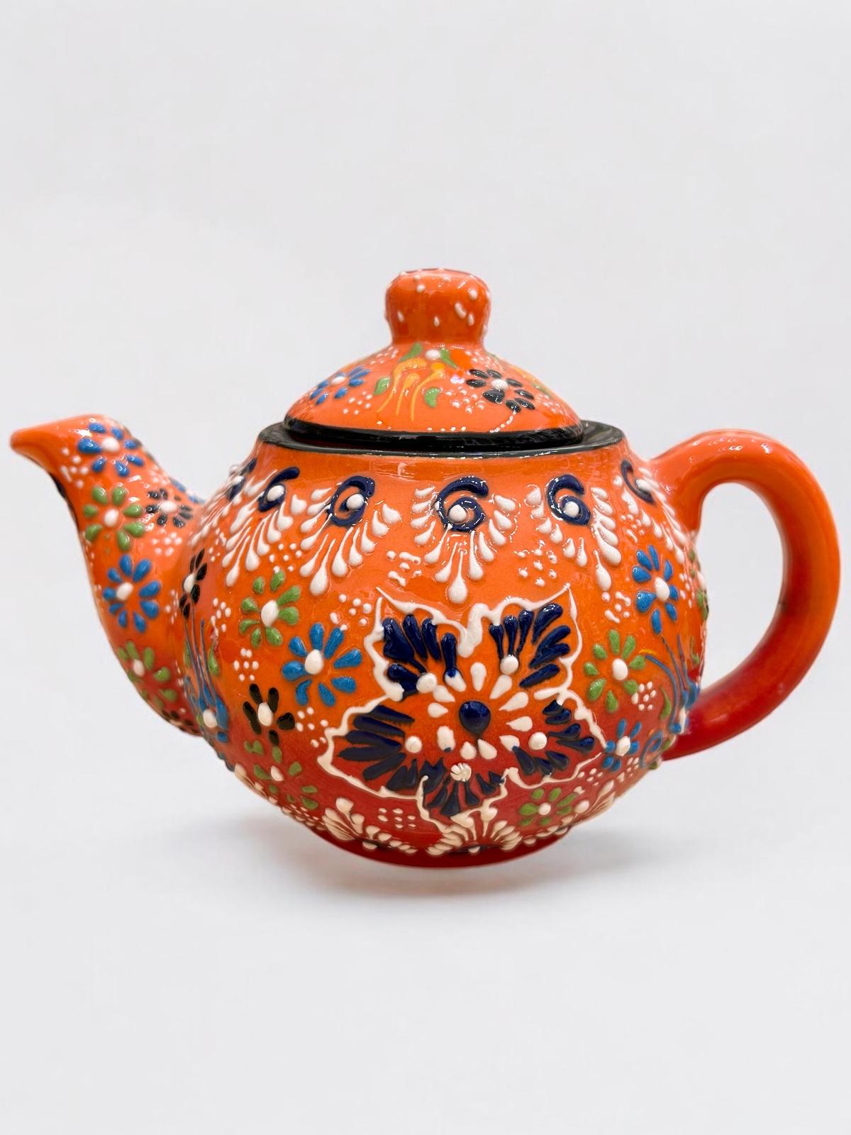 Small Orange Ceramic Teapot 1174