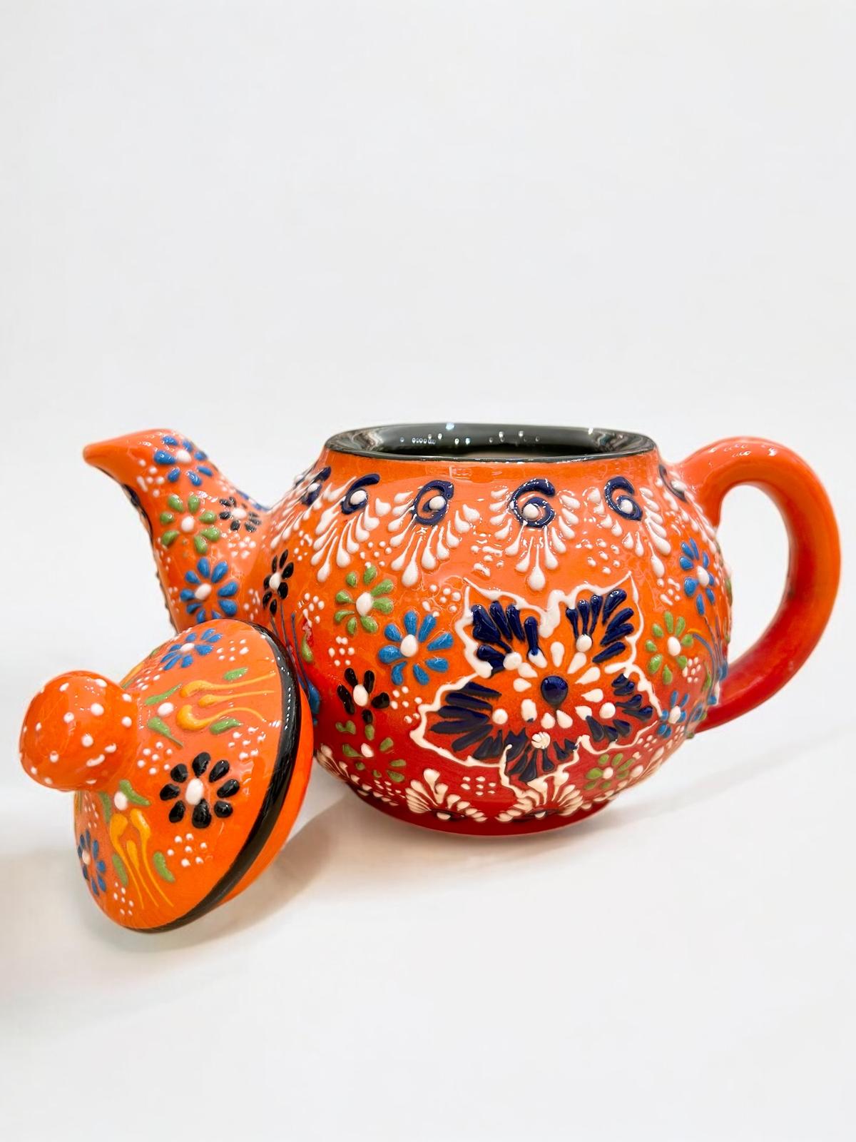 Small Orange Ceramic Teapot 1174