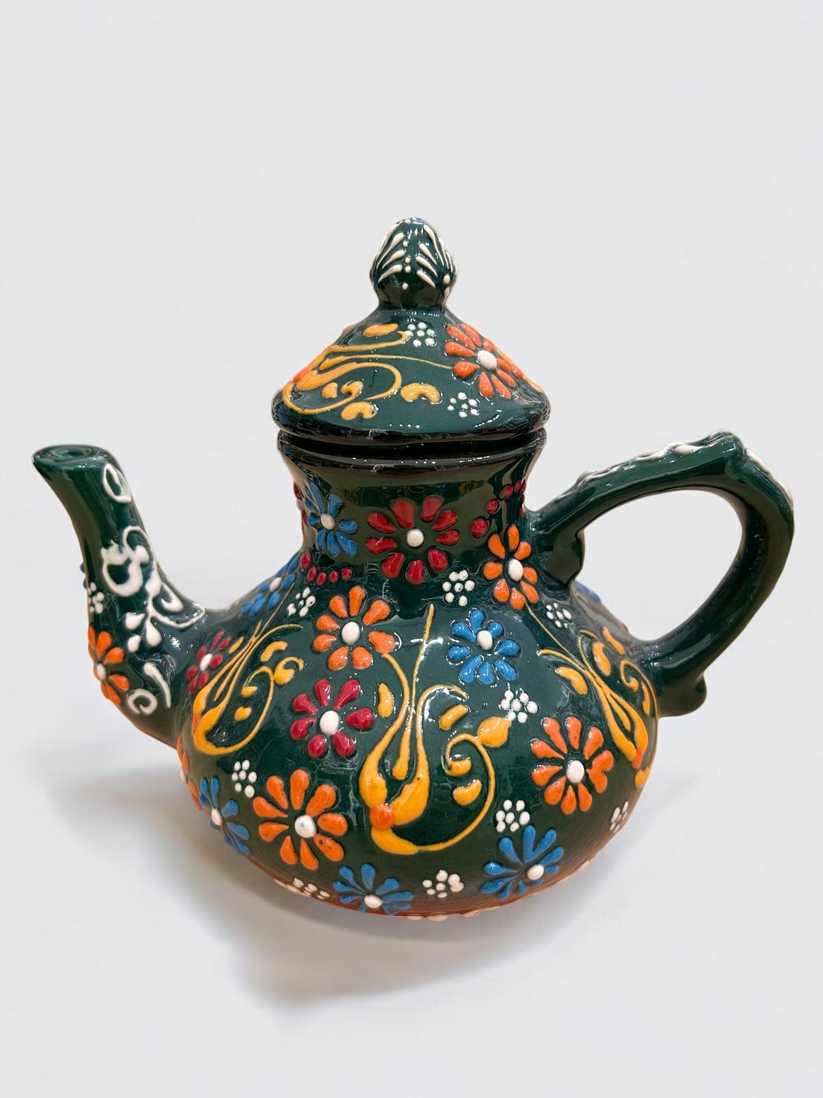 Small Dark Green Ceramic Teapot 1176